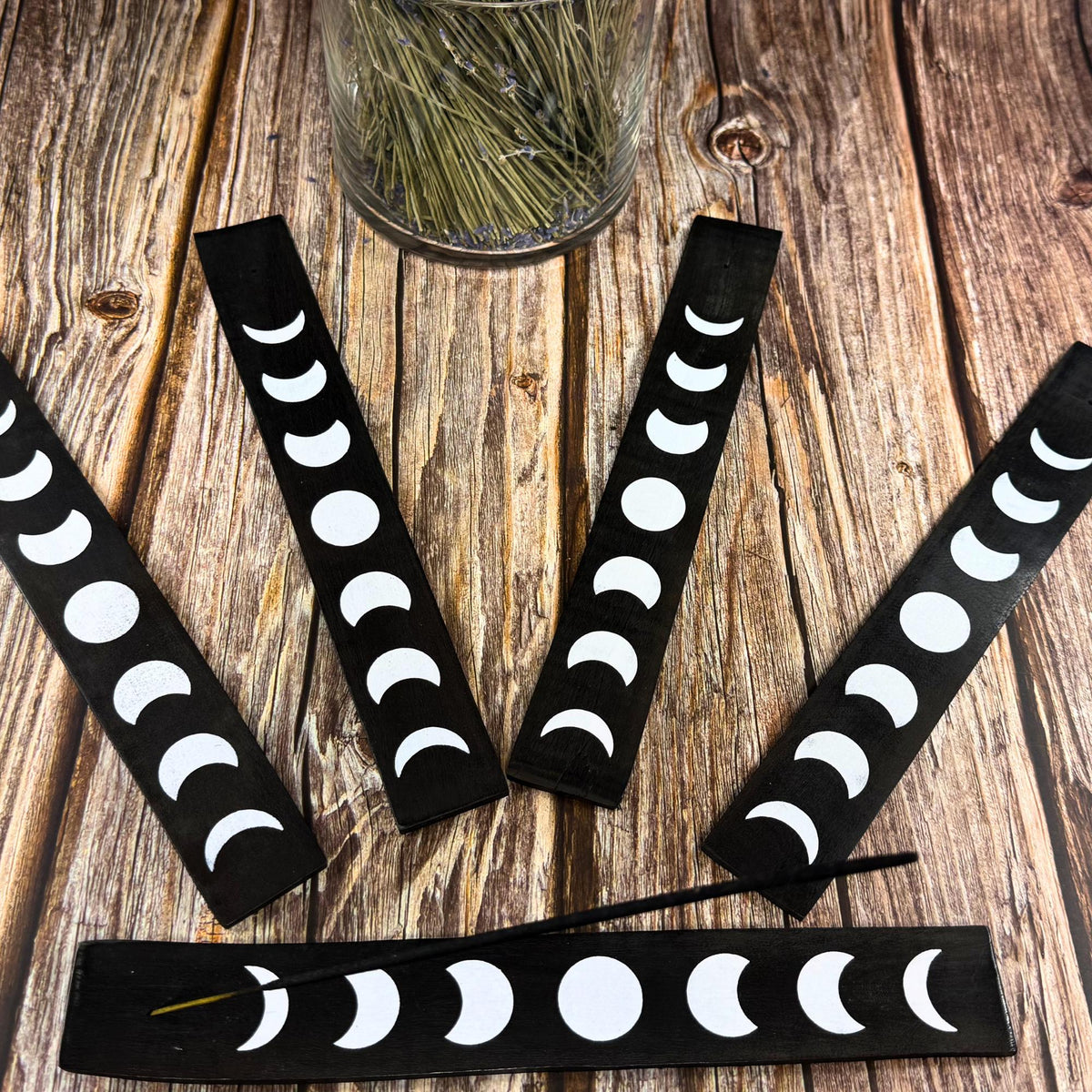 Black Moon Incense Tray – Celestial Ash Catcher for Incense Sticks | Moon Phase Altar Decor | Meditation & Spiritual Gift
