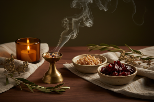 Brass resin incense burner with aromatic smoke