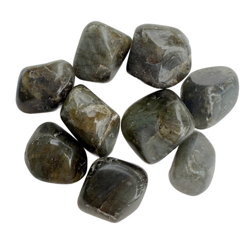 Polished Peacock Labradorite tumble stones with blue and green flashes – mystic crystal for intuition and transformation