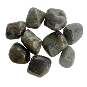 Polished Peacock Labradorite tumble stones with blue and green flashes – mystic crystal for intuition and transformation