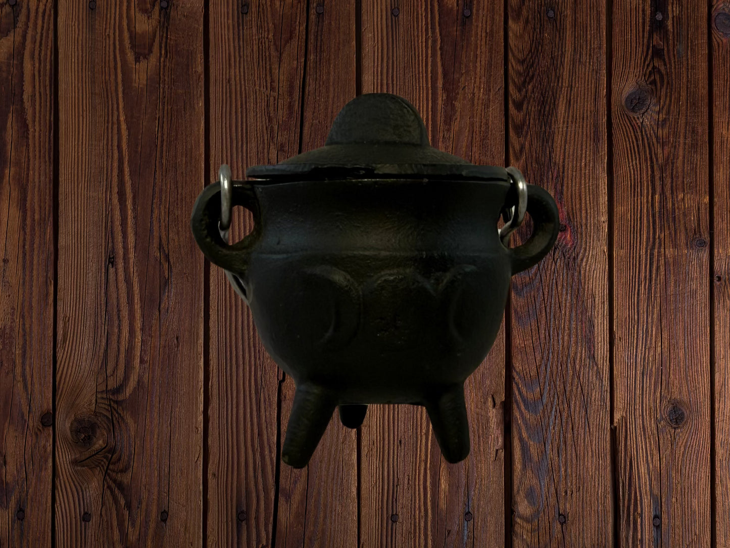 Triple Moon Cast Iron Cauldron with Lid – 3 in