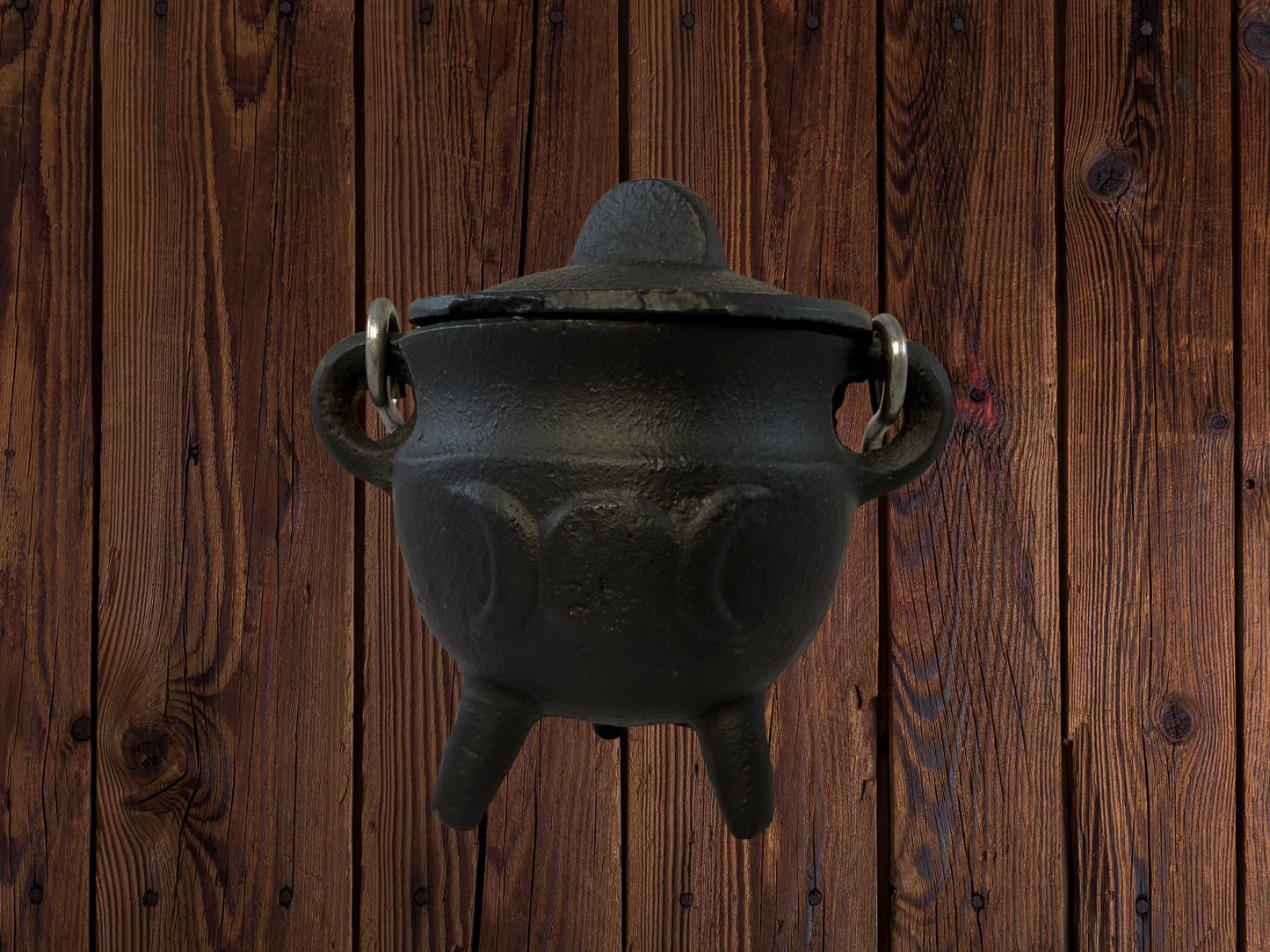 Triple Moon Cast Iron Cauldron with Lid – 3 in