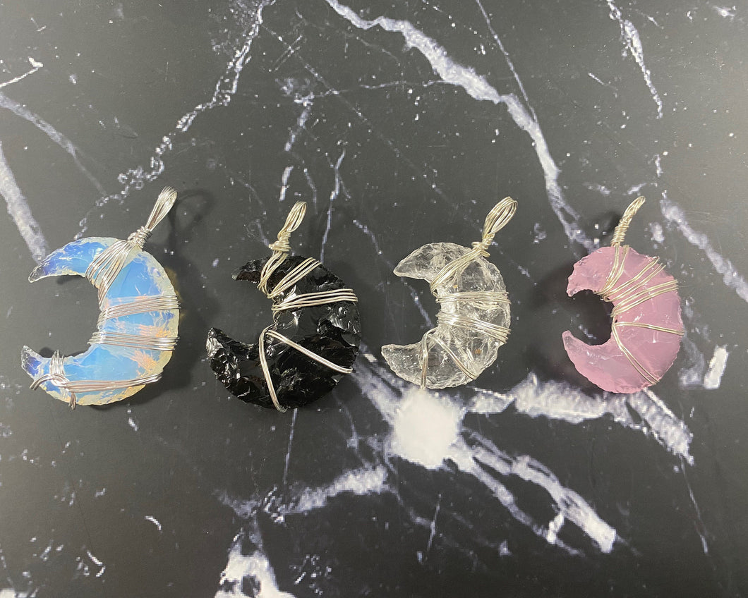 Gemstone Moon Pendants