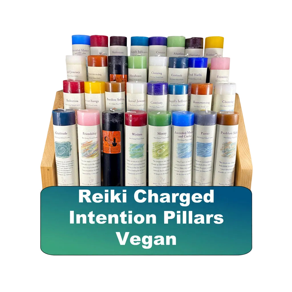 Reiki Charged Intention Pillar Candle: Vegan Herbal Magic