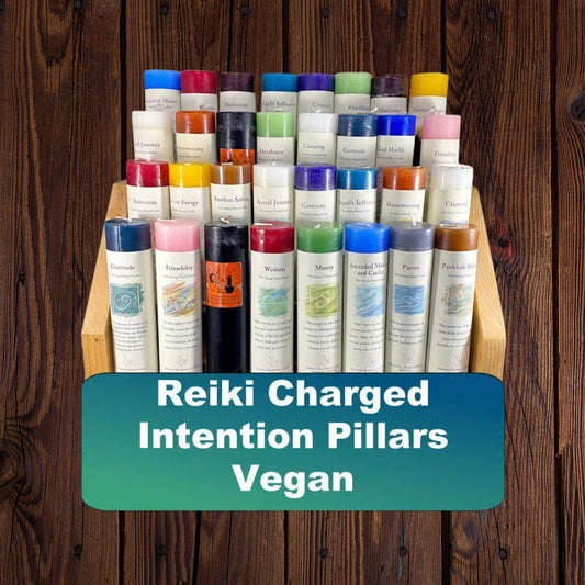 Reiki Charged Intention Pillar Candle: Vegan Herbal Magic