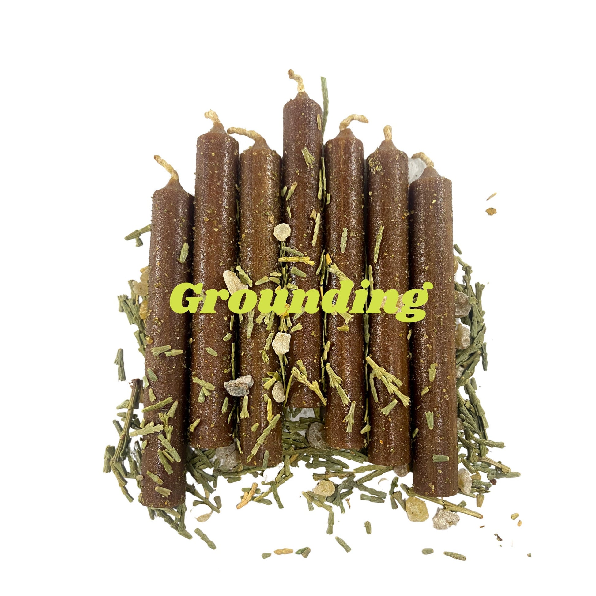 Brown Dressed Candle set of 7, Grounding/Earth Magic