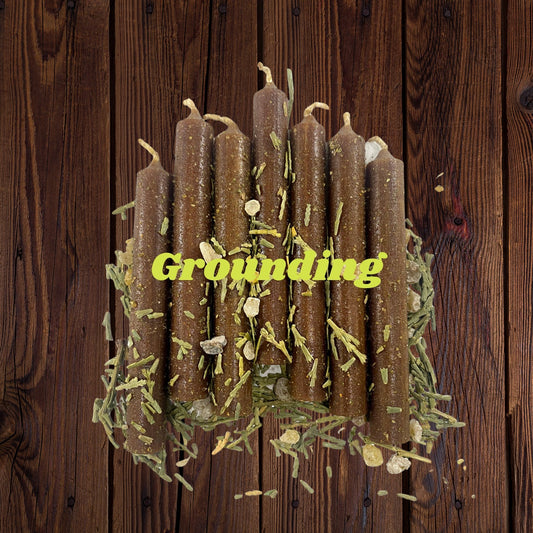 Brown Dressed Candle set of 7, Grounding/Earth Magic
