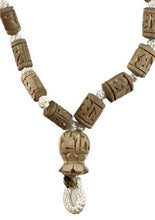 Carved Tulsi Japamala: Radha Prayer Beads, 108 Beads