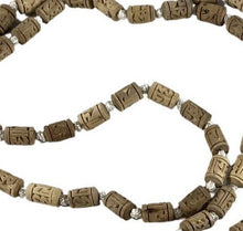 Carved Tulsi Japamala: Radha Prayer Beads, 108 Beads