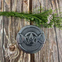 Silver Triple Moon Altar Tile: Aluminum Sacred Space Plate (3.5" D)