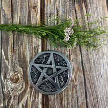 Silver Triple Moon Altar Tile: Aluminum Sacred Space Plate (3.5" D)