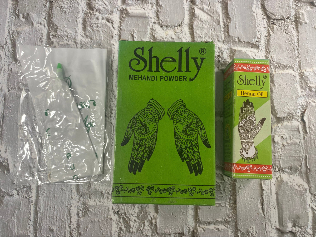 Natural Henna Kit – 100g Powder + 6ml Oil & Applicator – DIY Body Art