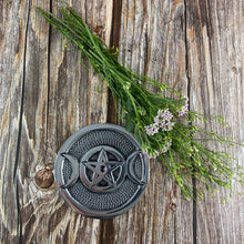 Silver Triple Moon Altar Tile: Aluminum Sacred Space Plate (3.5" D)