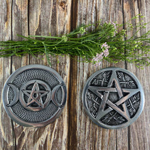 Silver Triple Moon Altar Tile: Aluminum Sacred Space Plate (3.5" D)