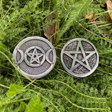 Silver Triple Moon Altar Tile: Aluminum Sacred Space Plate (3.5" D)