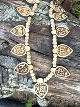 Hand-Carved Tulsi Wood Maha Mantra Necklace: Hindu Prayer Beads