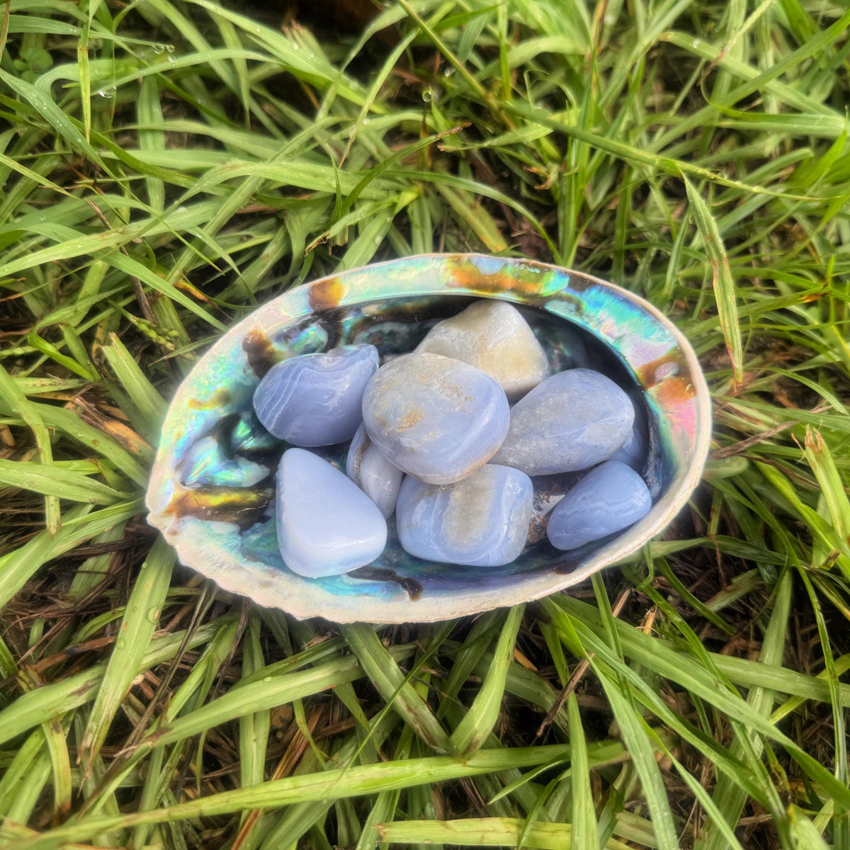Blue Lace Agate Tumble Stone: Calming Crystal, Anxiety Support