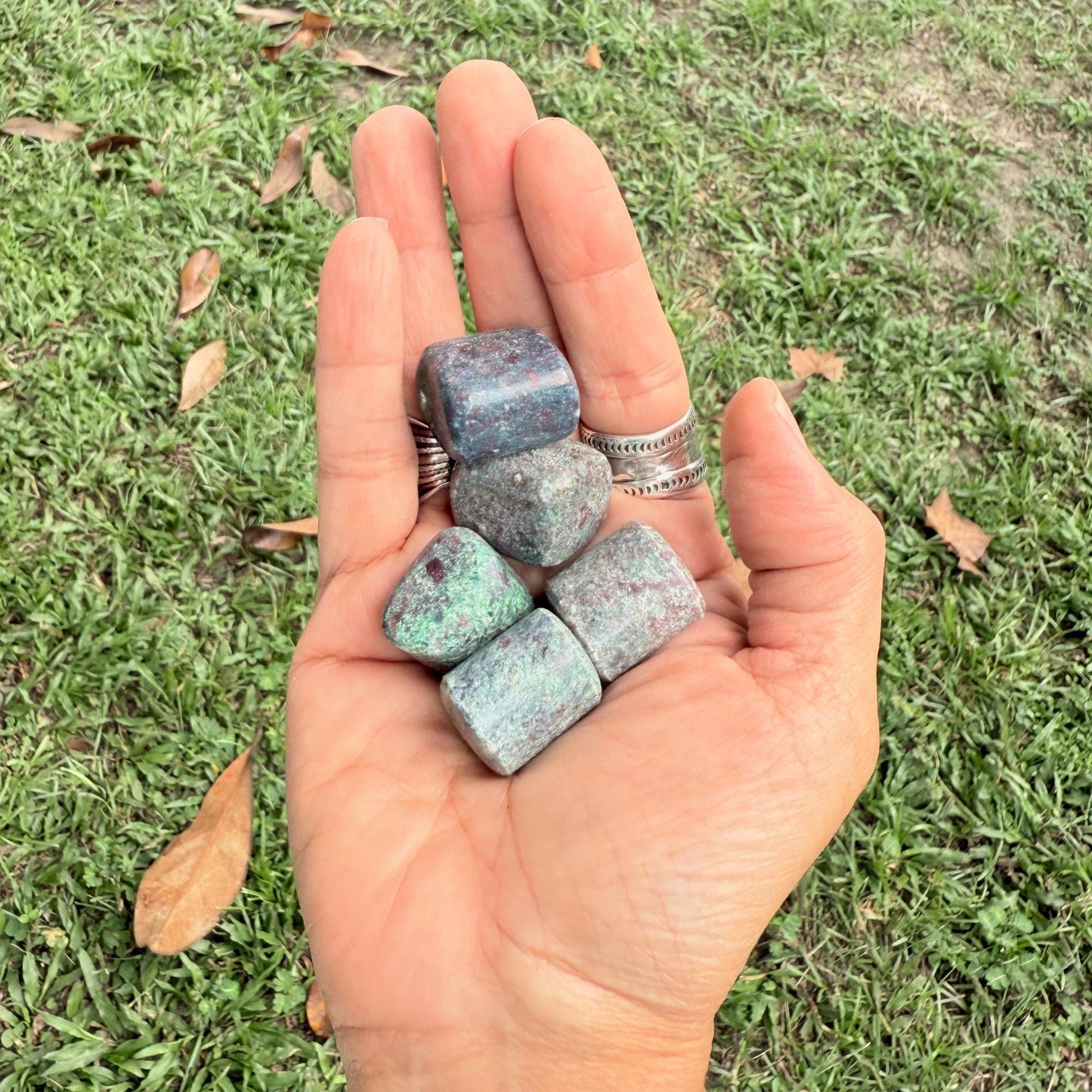 Ruby‑in‑Kyanite Tumble Stone (~1.5″) • Natural Healing Gemstone • Heart, Throat, Root Chakra