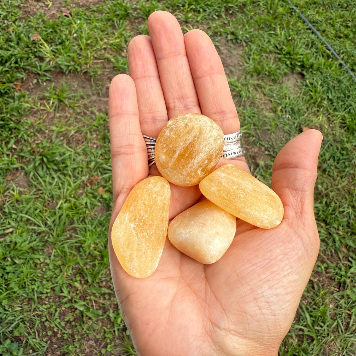 Orange Calcite Tumble Stone | Healing Crystal for Joy, Creativity & Positive Energy