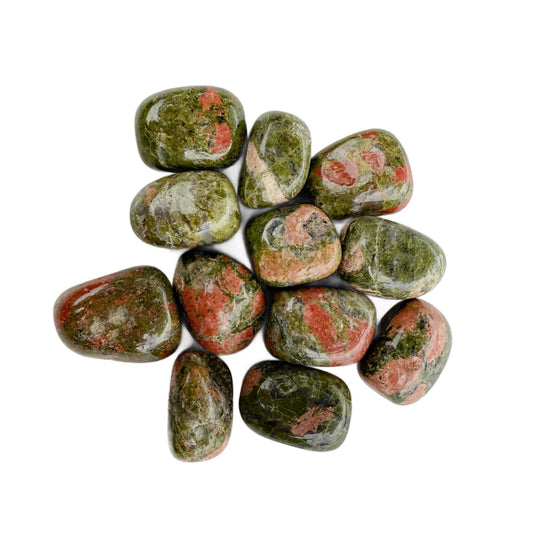 Unakite Tumbled Stone – Heart and Root Chakra Healing • Emotional Balance & Insight