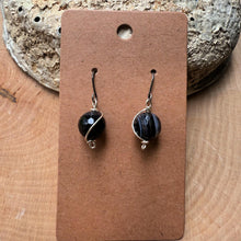 Handmade Black Banded Agate Dangle Earrings — Natural Gemstone, Elegant Contrast