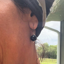 Handmade Black Banded Agate Dangle Earrings — Natural Gemstone, Elegant Contrast