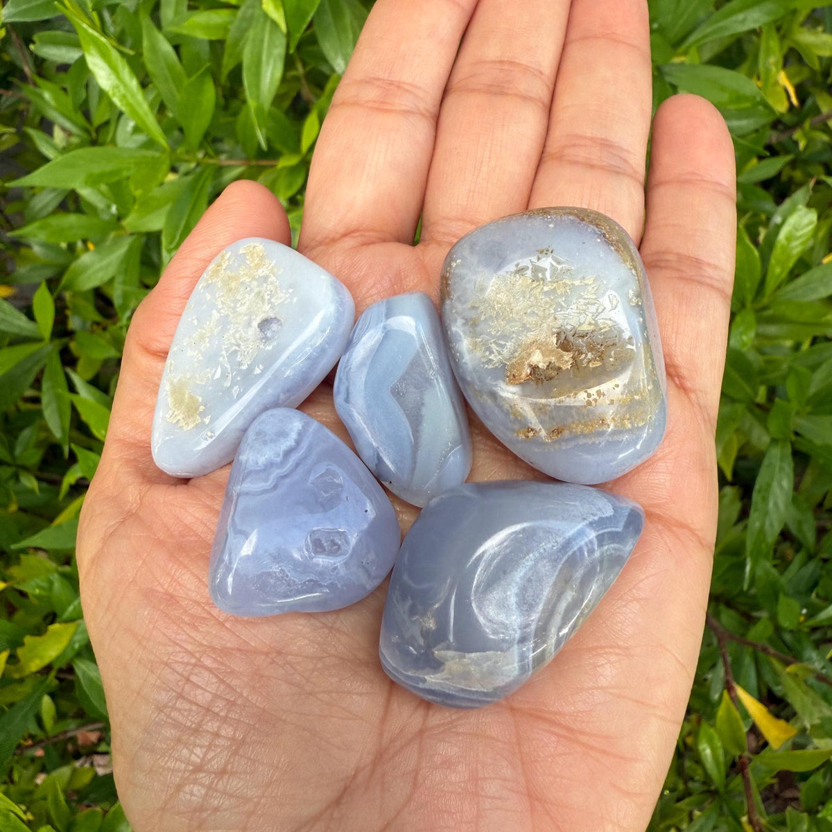 Blue Lace Agate Tumble Stone: Calming Crystal, Anxiety Support