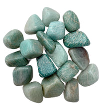Polished Amazonite tumble stones with soothing blue-green color – calming crystal for stress relief and emotional balance