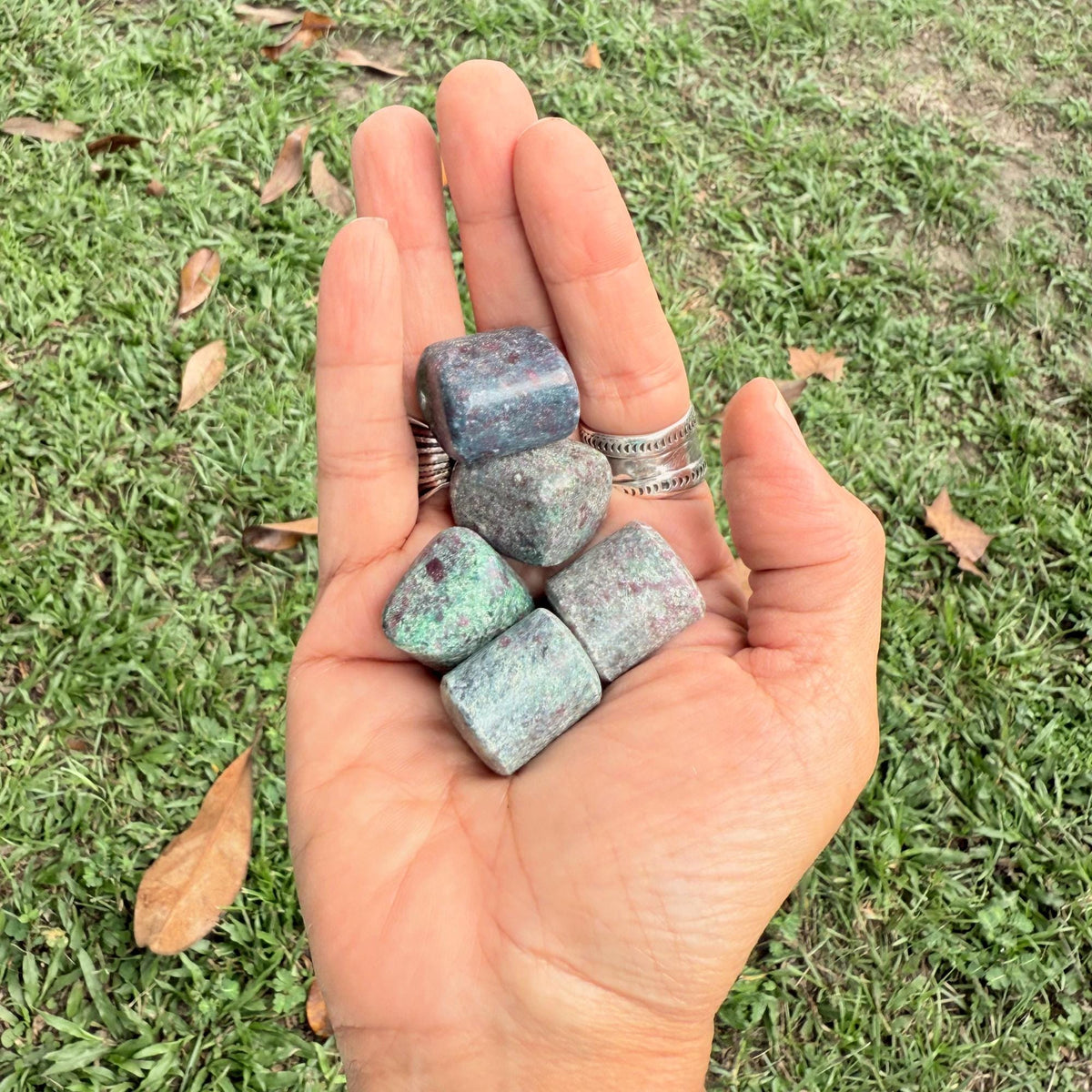 Ruby‑in‑Kyanite Tumble Stone (~1.5″) • Natural Healing Gemstone • Heart, Throat, Root Chakra