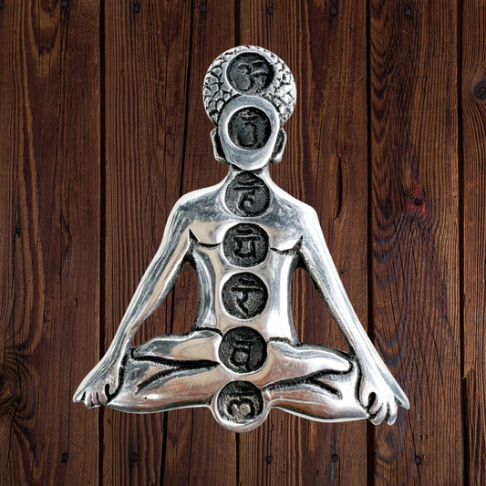 Meditation Chakra Balancing Silver Figure | Chakra Healing & Spiritual Energy Decor