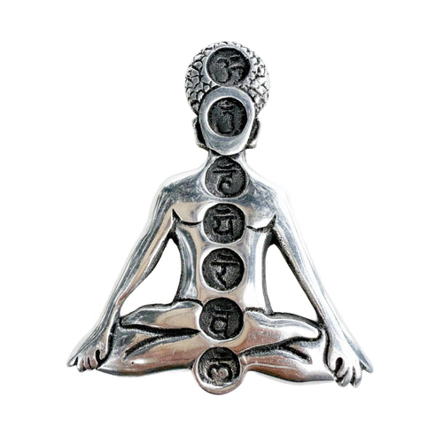 Meditation Chakra Balancing Silver Figure | Chakra Healing & Spiritual Energy Decor