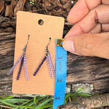 Lavender Purple Swarovski Bicone Earrings with Black Sterling Silver Hooks — Elegant Dangling Duo