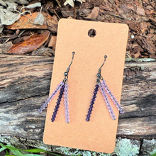Lavender Purple Swarovski Bicone Earrings with Black Sterling Silver Hooks — Elegant Dangling Duo