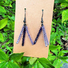 Lavender Purple Swarovski Bicone Earrings with Black Sterling Silver Hooks — Elegant Dangling Duo