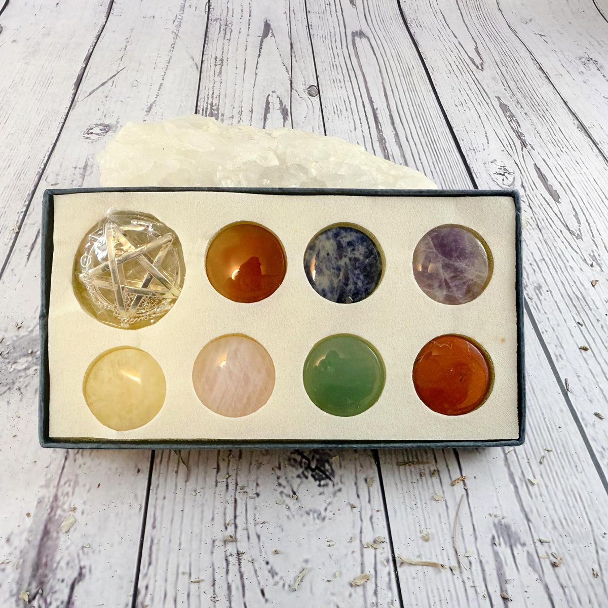 Chakra Pendulum Pentagram • 7 Interchangeable Gemstones • Energy Healing & Divination Tool