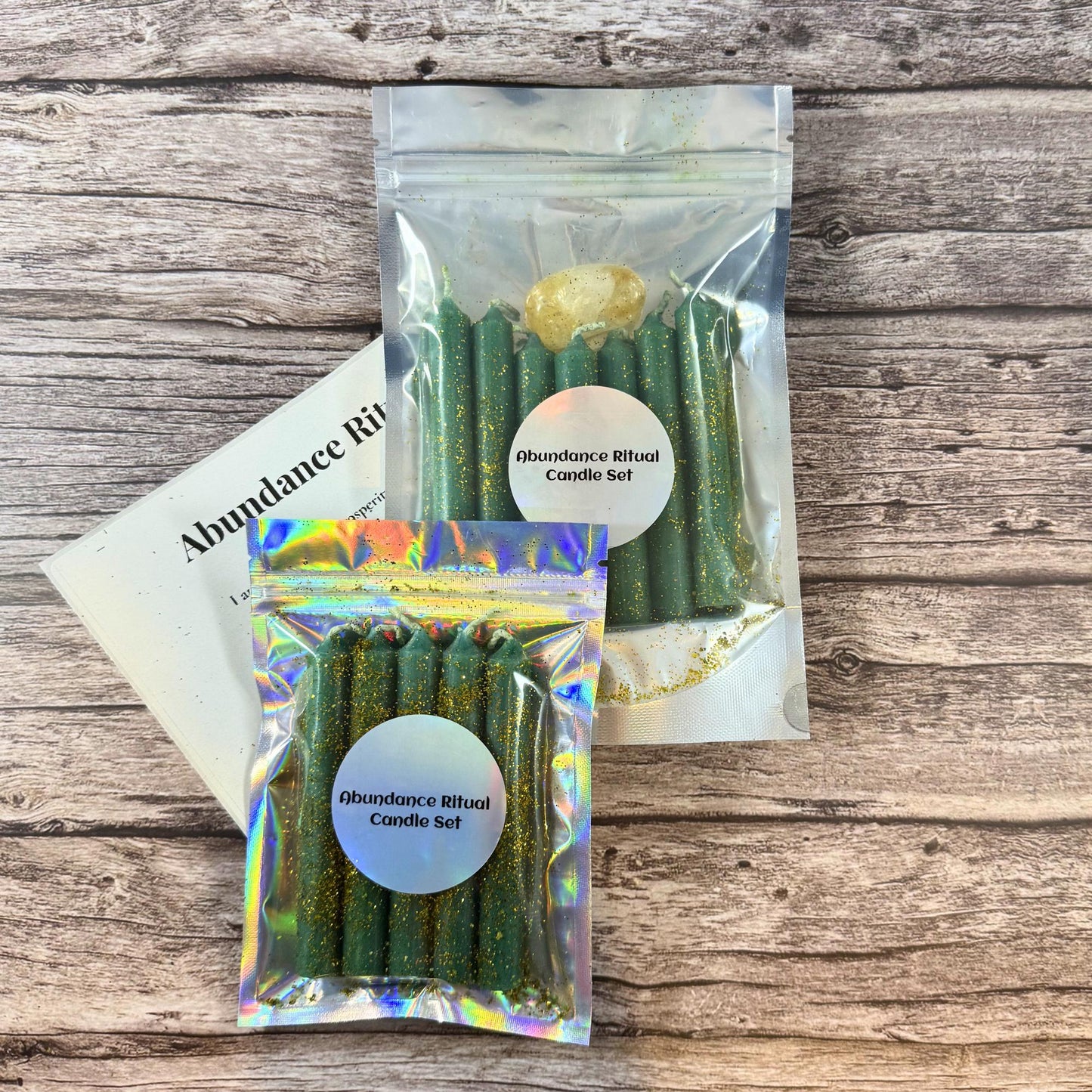 Abundance Ritual Candle Set – Dressed Green Spell Candles for Money, Prosperity & Wealth Manifestation