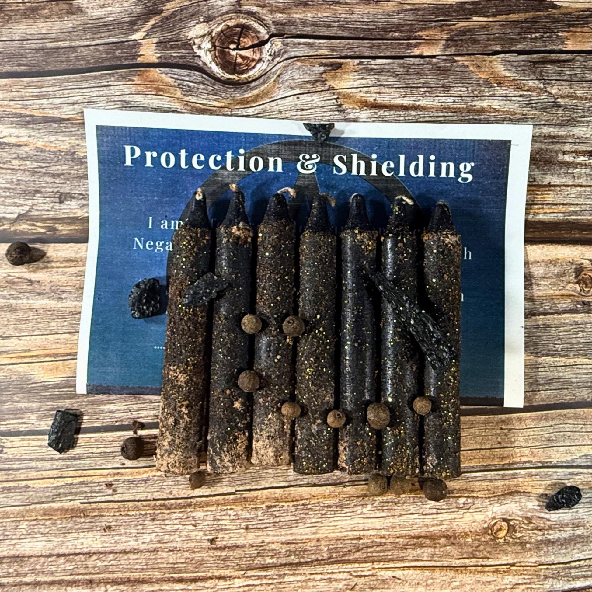 Hand-Dressed Black Spell Candles – Protection, Shielding, Energy Clearing Ritual Set