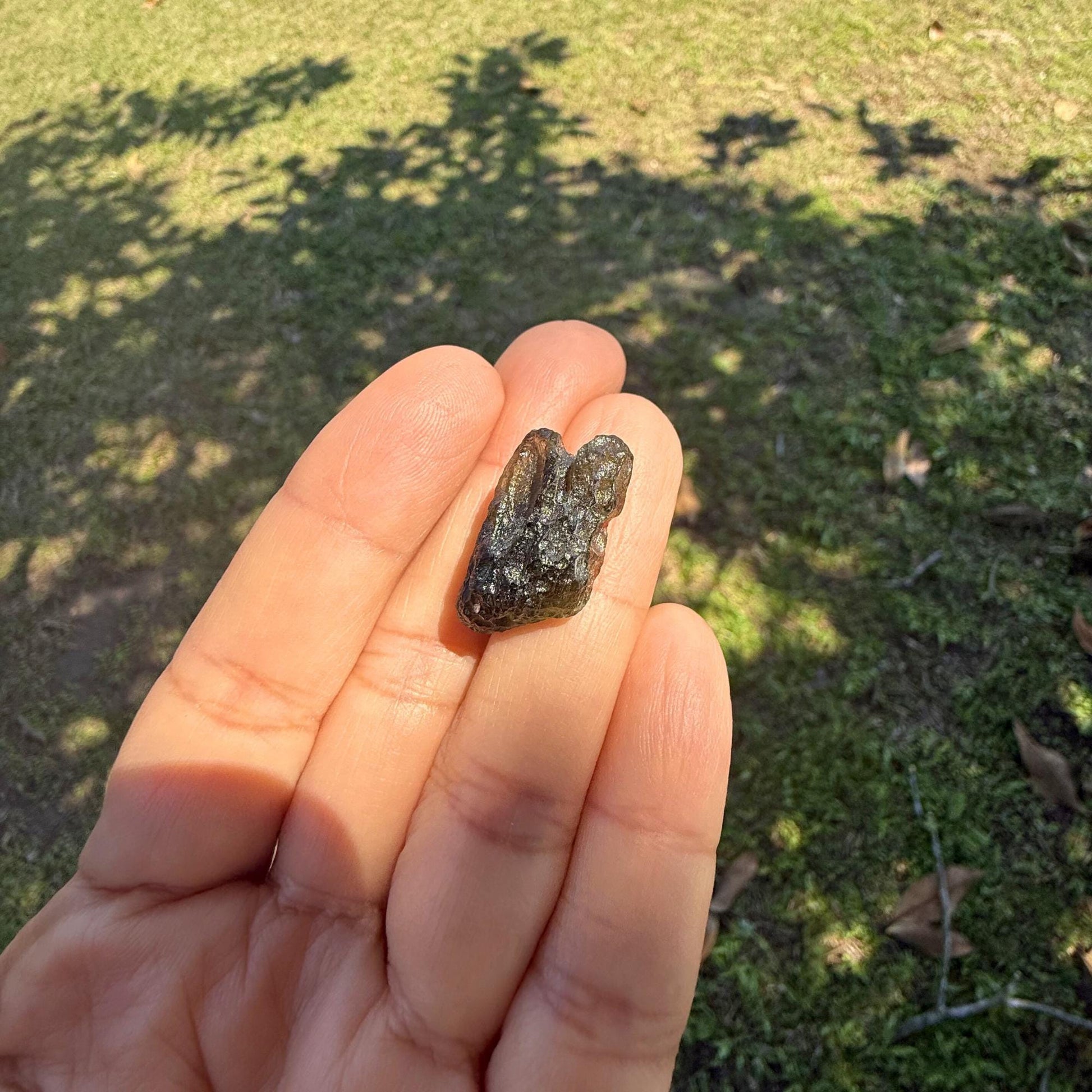 real Moldavite meteorite crystal 4 grams