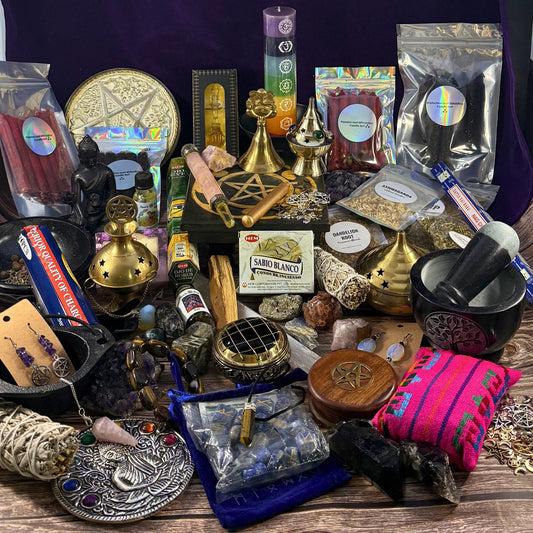 mystery box supplies on a table