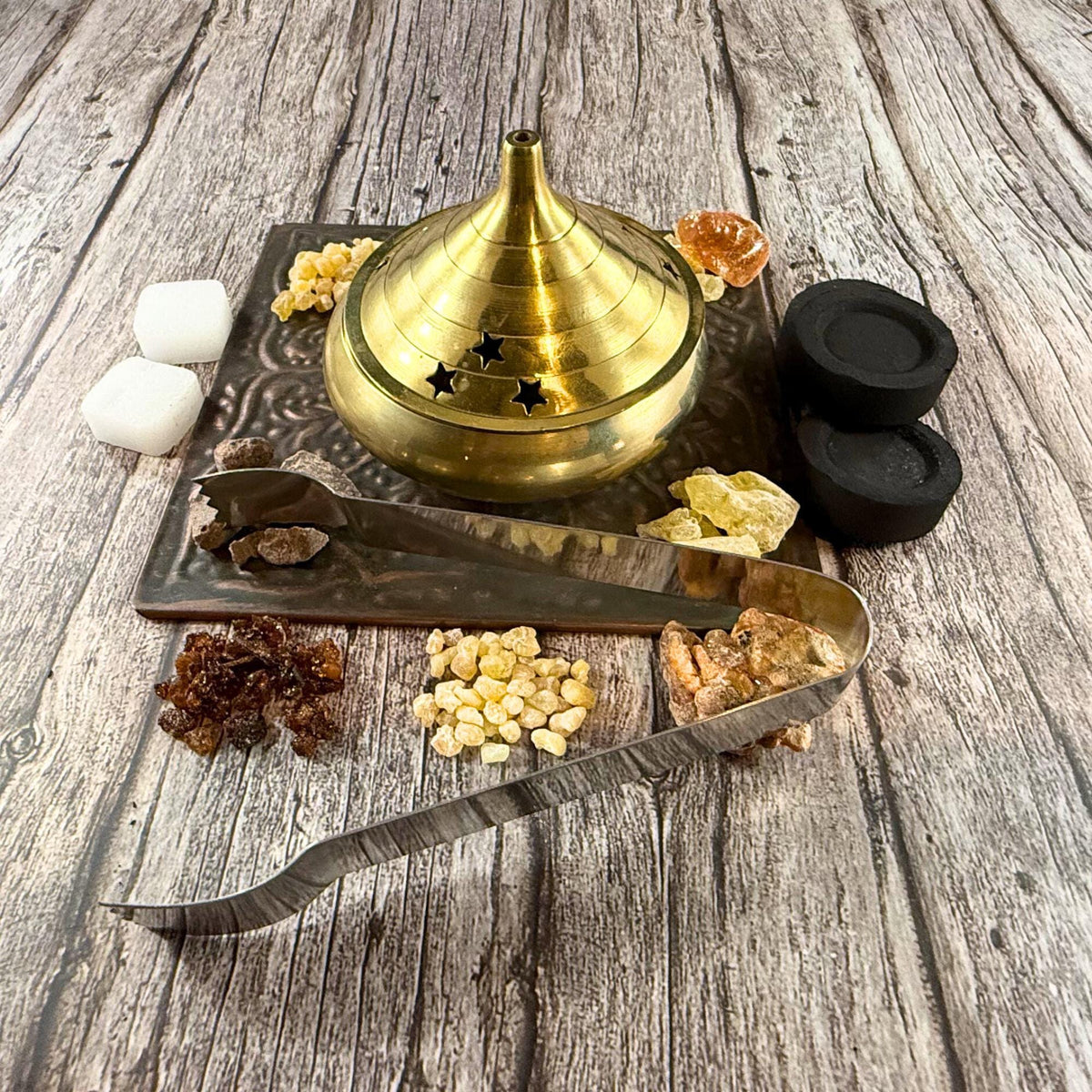 Granular Resin Incense Starter Kit | Charcoal Burner, Camphor, Tongs Included