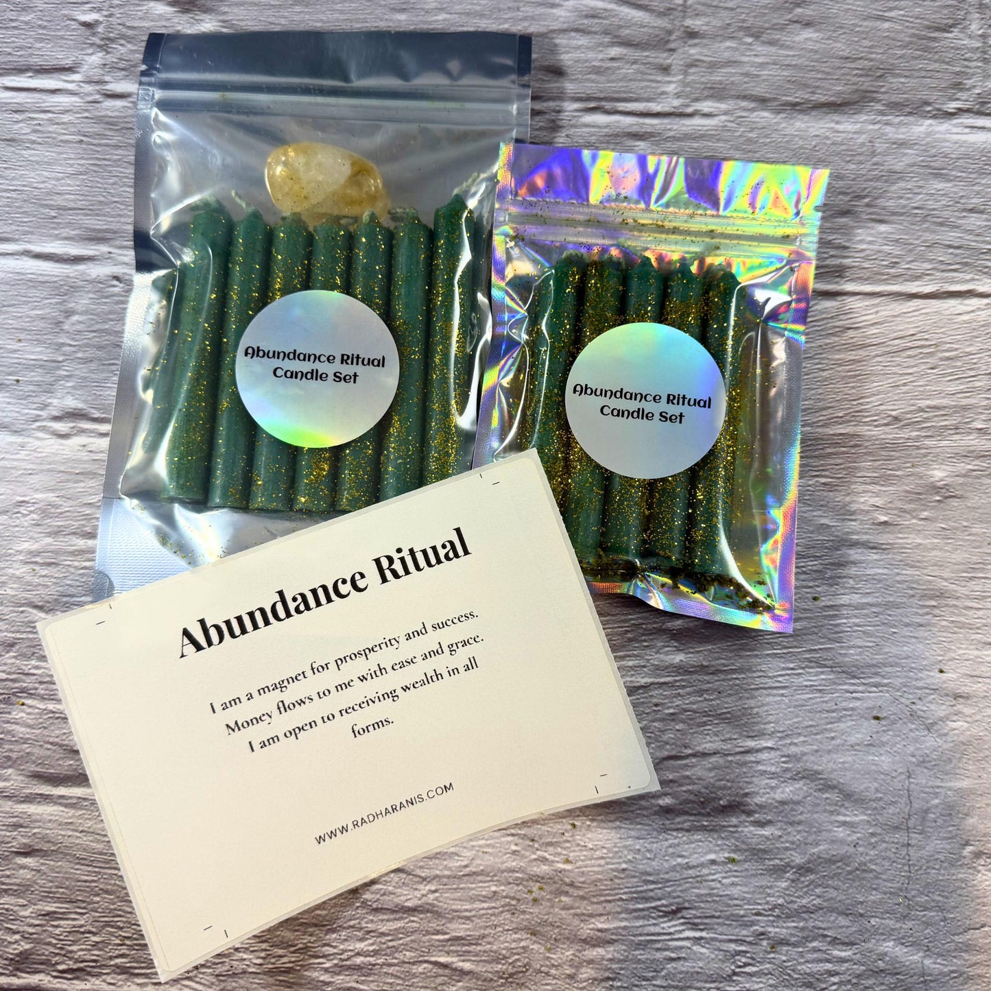 Abundance Ritual Candle Set – Dressed Green Spell Candles for Money, Prosperity & Wealth Manifestation