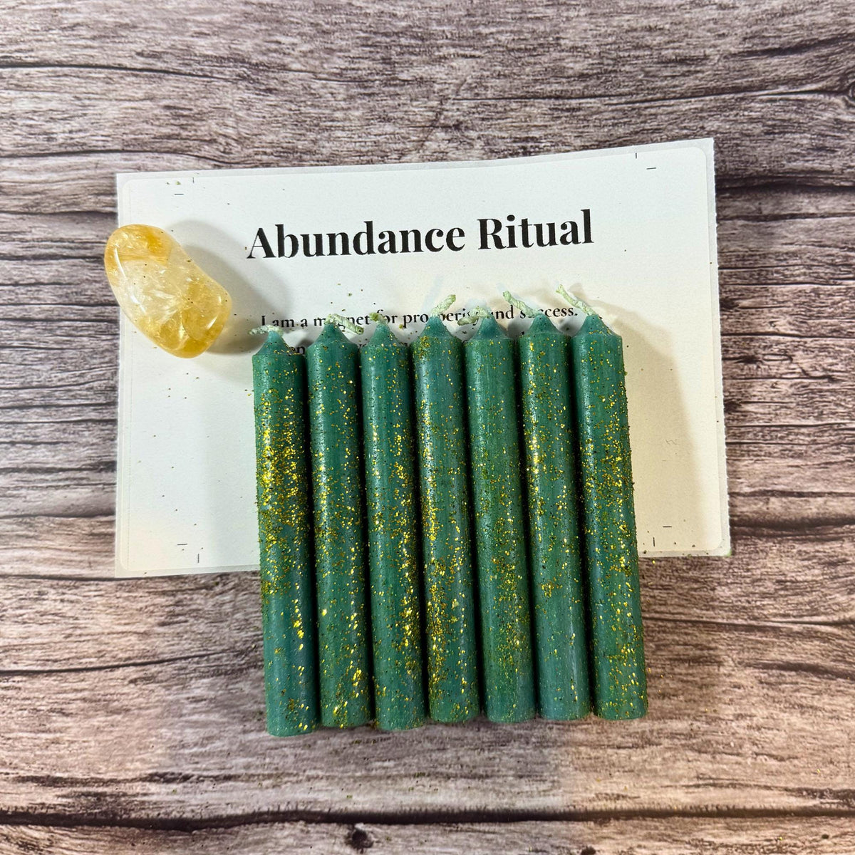 Abundance Ritual Candle Set – Dressed Green Spell Candles for Money, Prosperity & Wealth Manifestation