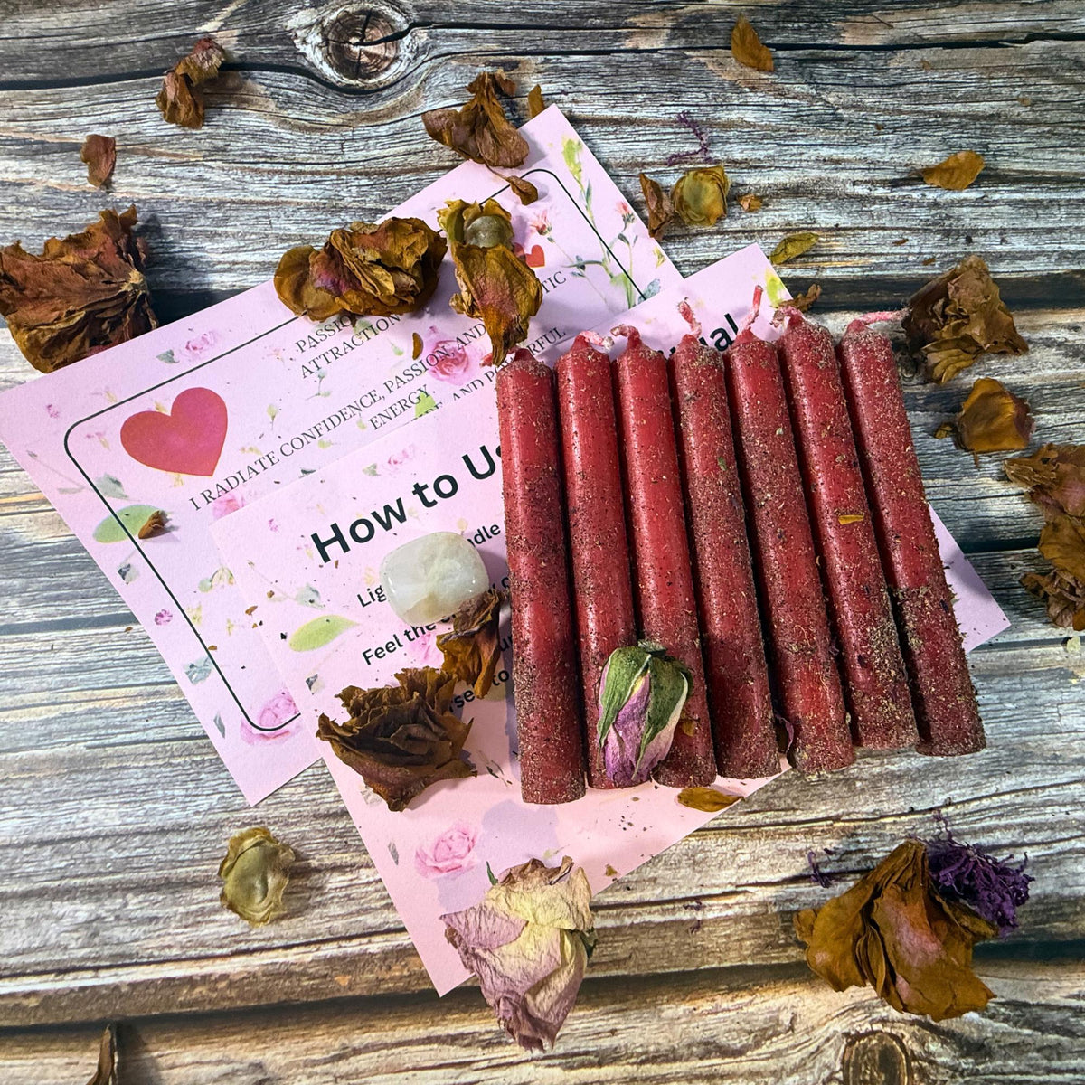 Red Spell Candles – Dressed for Passion, Attraction, Confidence Ritual