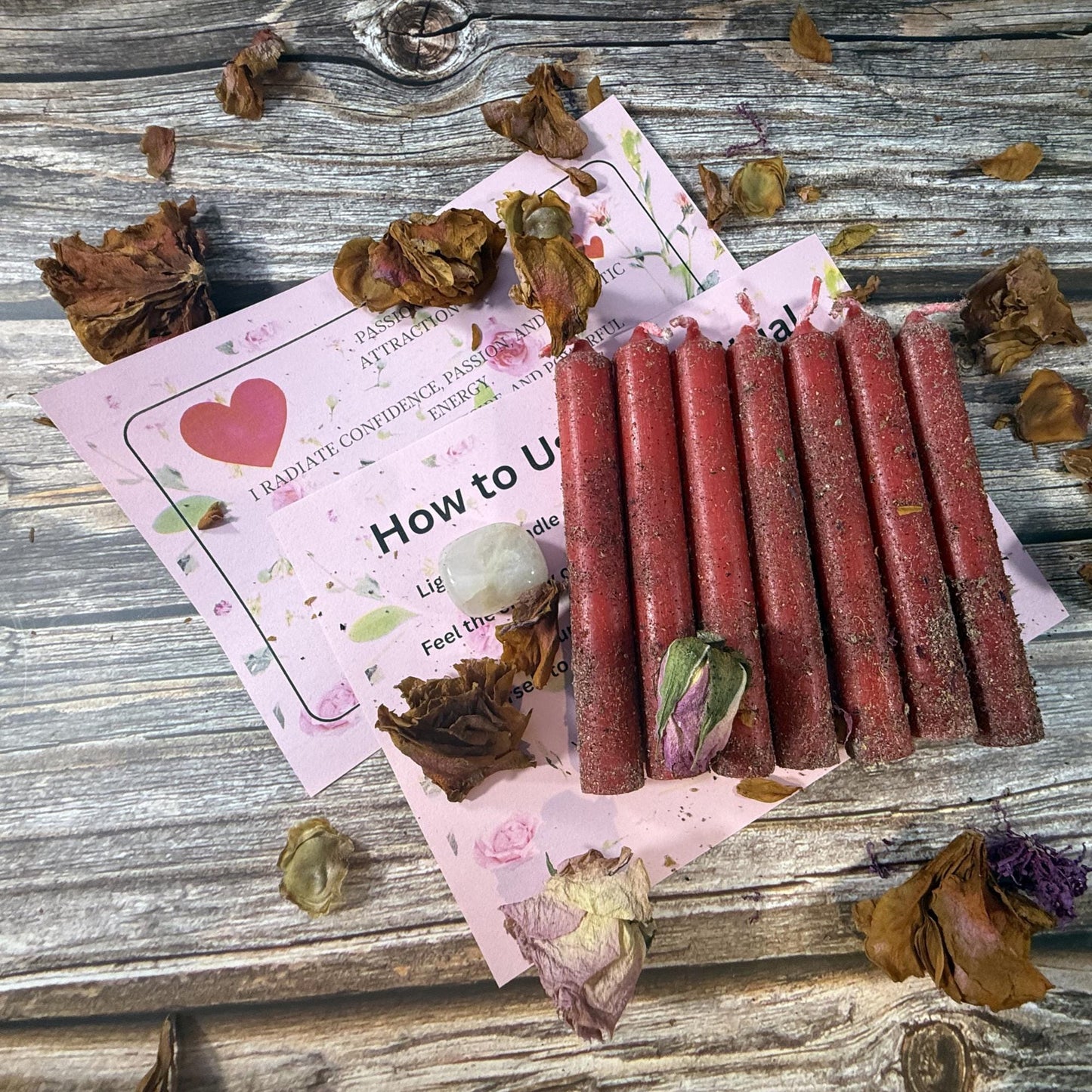 Red Spell Candles – Dressed for Passion, Attraction, Confidence Ritual
