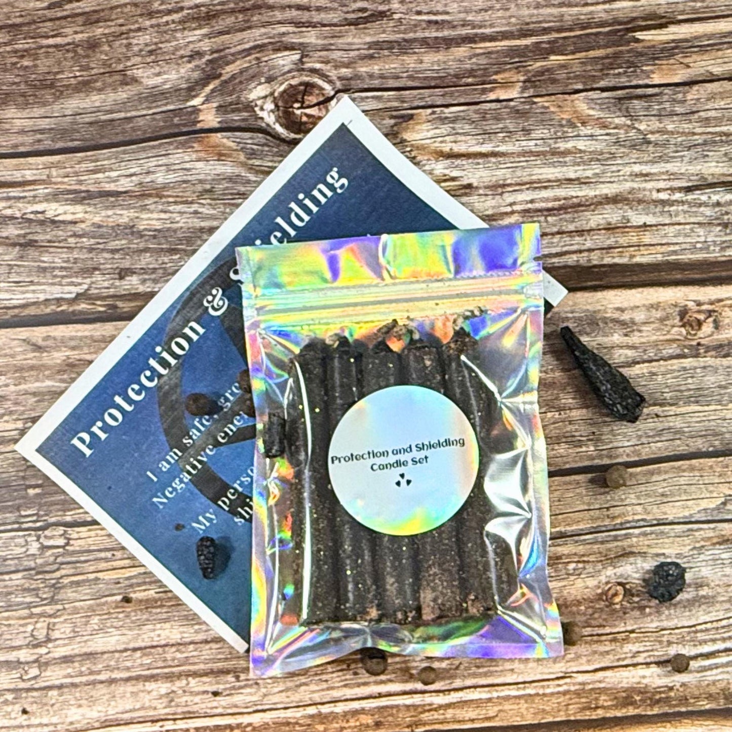 Hand-Dressed Black Spell Candles – Protection, Shielding, Energy Clearing Ritual Set