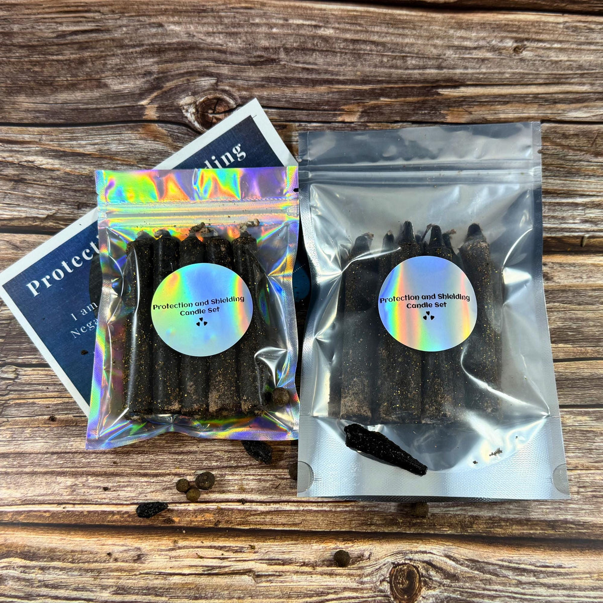 Hand-Dressed Black Spell Candles – Protection, Shielding, Energy Clearing Ritual Set