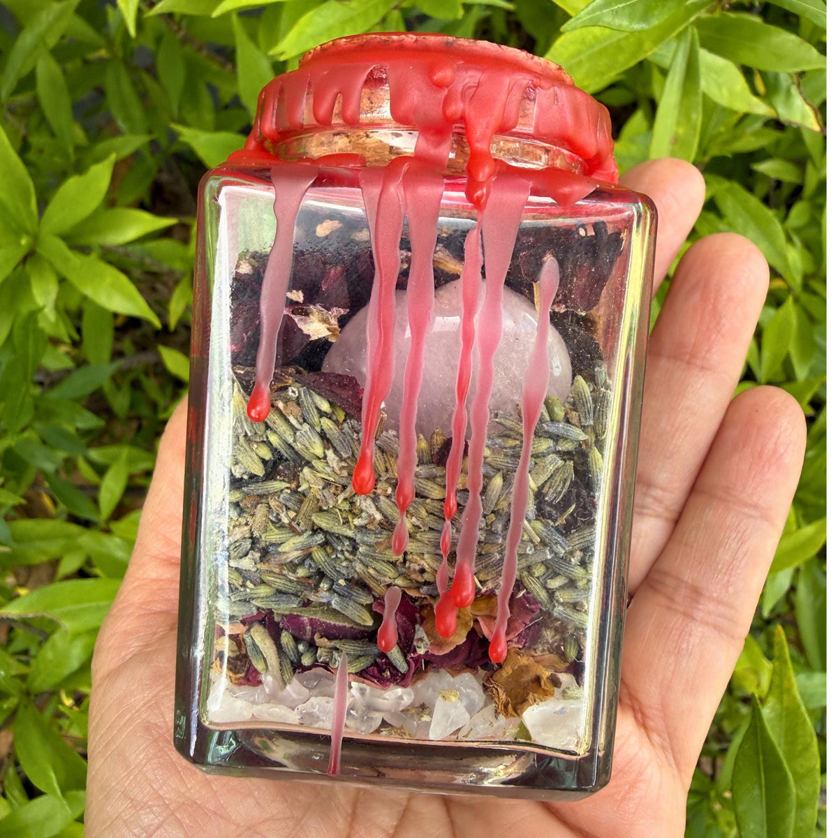Love Spell Jar • Attraction & Self-Love Ritual • Rose Quartz Crystal • Handmade Witchcraft Jar • Herbal Magic