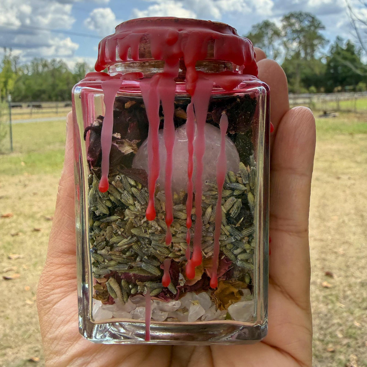 Love Spell Jar • Attraction & Self-Love Ritual • Rose Quartz Crystal • Handmade Witchcraft Jar • Herbal Magic