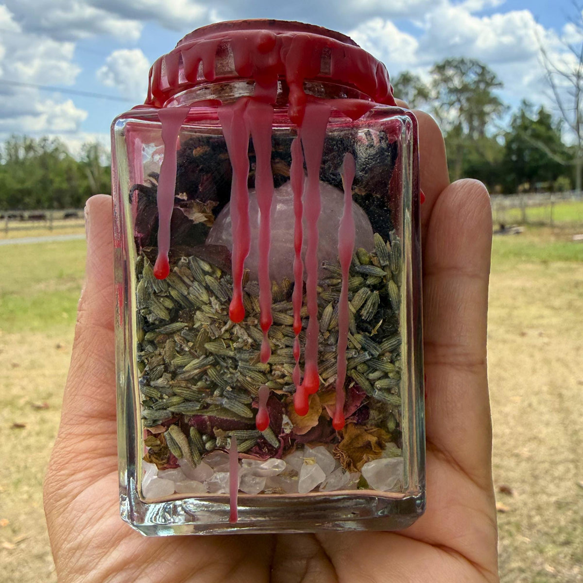 Love Spell Jar • Attraction & Self-Love Ritual • Rose Quartz Crystal • Handmade Witchcraft Jar • Herbal Magic