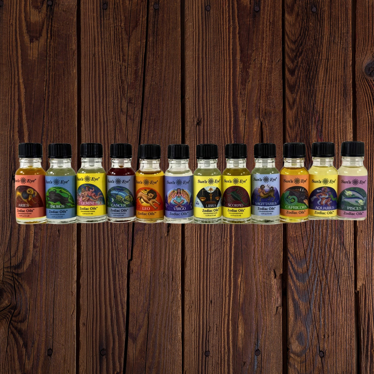 Sun’s Eye Zodiac Oils – Astrological Ritual Aroma Oils for Spiritual & Zodiac-Inspired Practices
